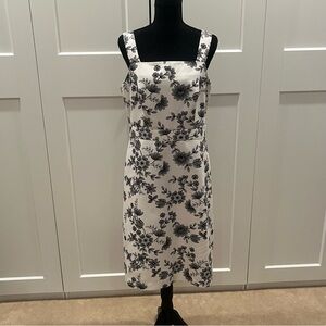 Ann Taylor White Dress with Black Floral Print